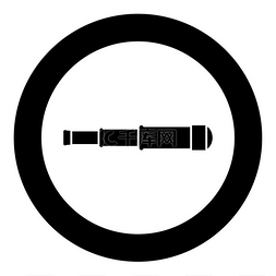 黑色小图标图片_Spyglass 单筒望远镜镜头图标在圆圈