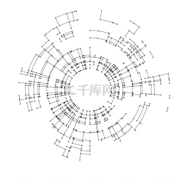 在白色背景上连接线条和点。