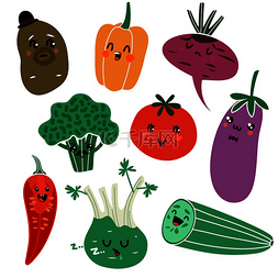 卡通蔬菜素食主义者健康膳食有机