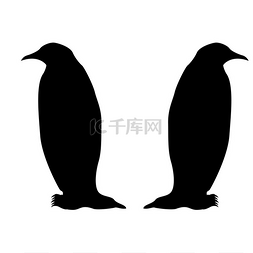 企鹅图标黑色填充平面风格简单插