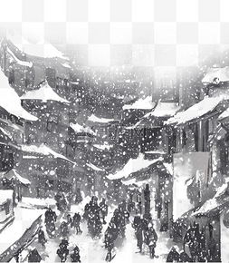 元旦图片_雪中的街道