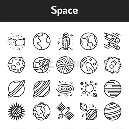 stroke图片_Space color line icons set. Pictograms for we