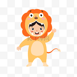 幸福文字图片_孩子穿着狮子服装角色扮演