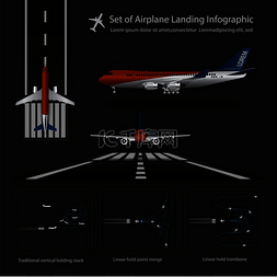 背景图机场图片_一套飞机着陆信息图表孤立矢量图