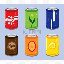 手绘蓝色泡泡图片_Soft Drink Cans