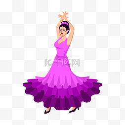 西班牙弗拉门戈紫色舞裙舞者