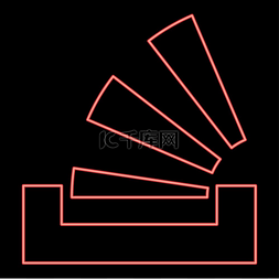 文件堆叠图片_霓虹灯堆叠托盘红色矢量插图图像