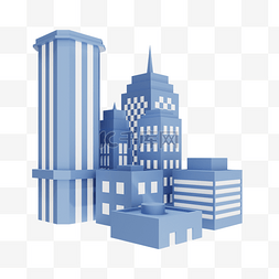 蓝色高楼大厦图片_3D立体办公高楼大厦