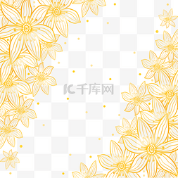 背景植物线稿图片_金色线条花朵边框