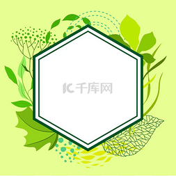 绿叶框架图片_用于贺卡的风格化的绿叶框架自然