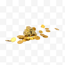 金条图片_硬币黄金货币财富金条堆