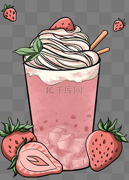 奶茶顶图片_草莓雪顶奶茶冰块