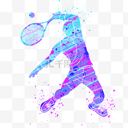颜色丰富图片_男子打网球跳跃剪影