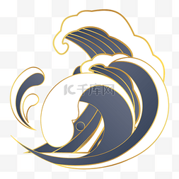 腾讯logo图片_国潮浪花海浪装饰