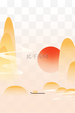 悦享夕阳图片_秋分山水夕阳云纹景观