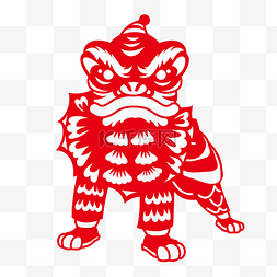 新年舞狮活动习俗红色剪纸装饰