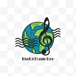 国际音乐日黑色音符地球
