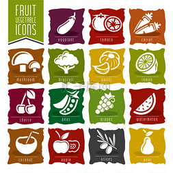 水果和蔬菜的图标集-2