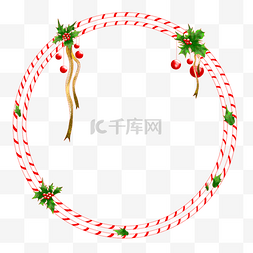 大气冬季背景图片_圣诞节拐杖糖圆框图案