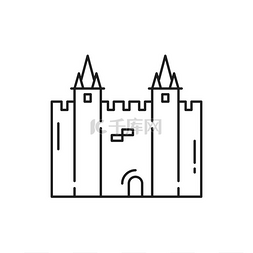 旅游画图片_葡萄牙里斯本城堡孤立的细线图标