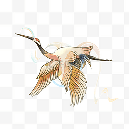 仙鹤鹤动物鸟类水彩