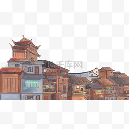 水墨楼房图片_世界建筑日之中国风古代建筑