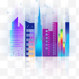 紫色天空背景图图片_城市景观彩虹现代化城市