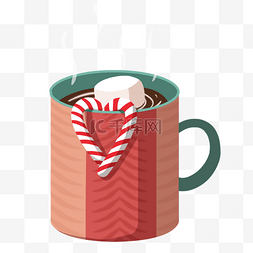 棉花糖图片_红色圣诞棉花糖咖啡杯