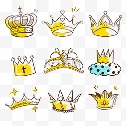 黄色卡通风格宝石王冠涂鸦