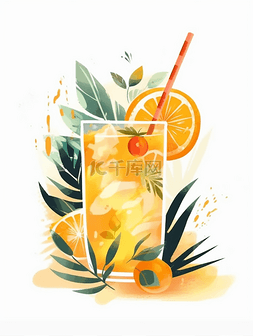 手绘夏季饮品图片_夏日柠檬汁水果饮品饮料