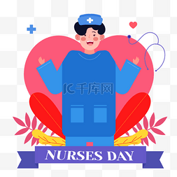 医生人物图片_国际护士节爱心背景蓝衣女护士