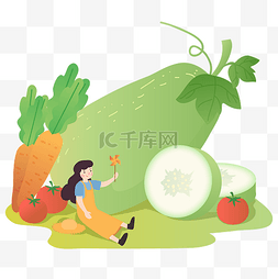 新鲜蔬果标志图片_二十四节气小满冬瓜蔬果