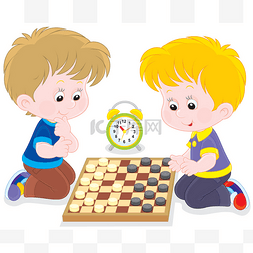 孩子们玩跳棋