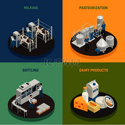 饮料生产图片_乳制品生产牛奶工厂等距 2x2 设计
