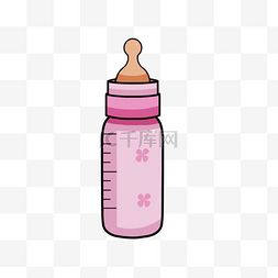 四叶草粉色婴儿奶瓶剪贴画