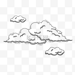 黑白素描白色云彩天气雕刻风格