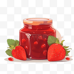 草莓水果手绘图片_卡通手绘草莓果酱