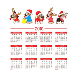 2018年的日历图片_新 2018 年的日历。狗年的象征。