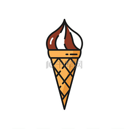 威化饼边框图片_混合香草和巧克力的软冰淇淋华夫