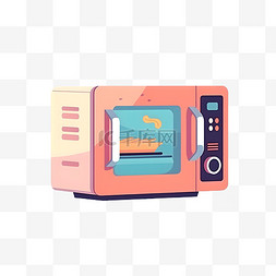 手绘烤箱图片_卡通扁平手绘粉色烤箱微波炉