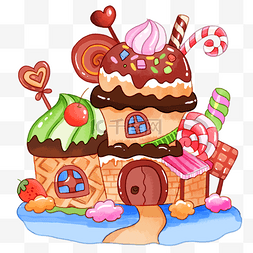 圣诞节快乐背景图片_城堡梦幻糖果甜品卡通画