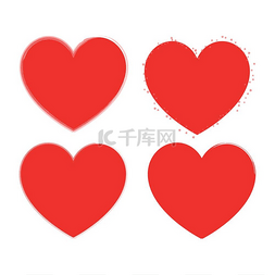 婚礼心型图片_心型套装红色水彩路径风格