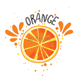 水果水果飞溅图片_向量手画橙色例证。在白色背景上