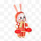 兔年3D立体C4D卡通可爱红色兔子手提灯笼