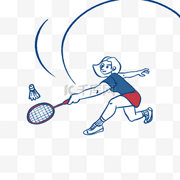 羽毛球卡通运动员涂鸦画