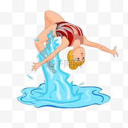 花样游泳女运动员优雅卡通
