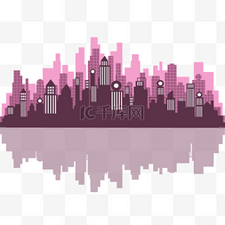 高楼天际线图片_粉色天际线城市剪影