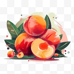 卡通手绘夏季水果蜜桃