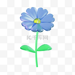 3D立体玻璃亚克力蓝色花朵