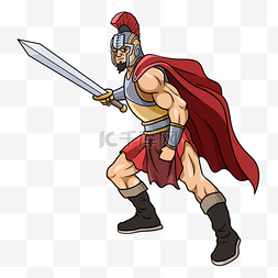 古罗马拿剑战士卡通